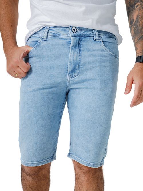 bermuda slim masculina jeans azul claro