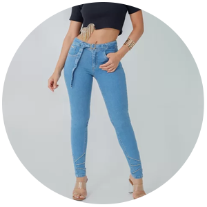 calca feminina jeans modeladora azul claro