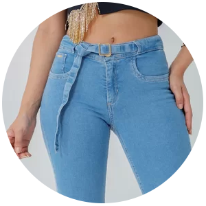 calca feminina jeans modeladora com cinto