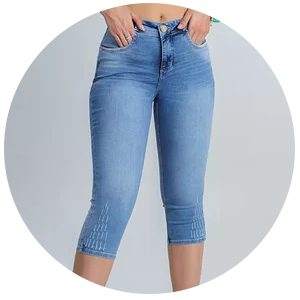 calca feminina jeans modeladora capri