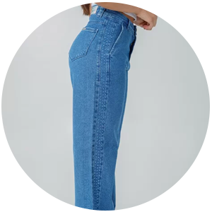 calca feminina jeans wide leg edex