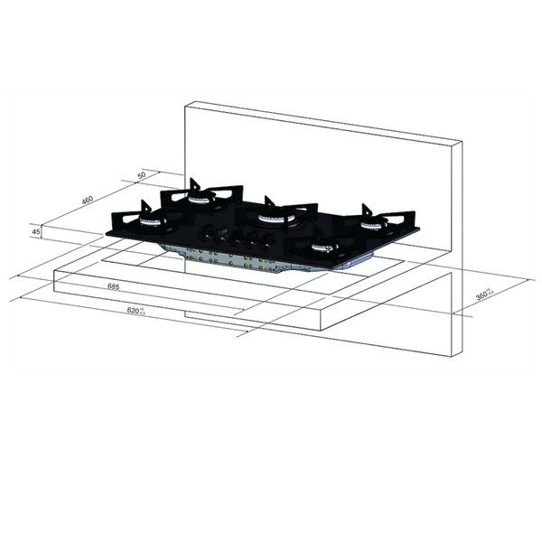 Fogão Cooktop Fischer 5Q Top Elétrico/Gás Mesa Vitrocerâmica - Fischer