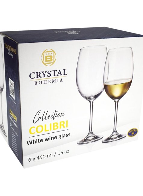 Set 6 Copas Cristal Bohemia Vino Crystalite Colibri 350 Ml