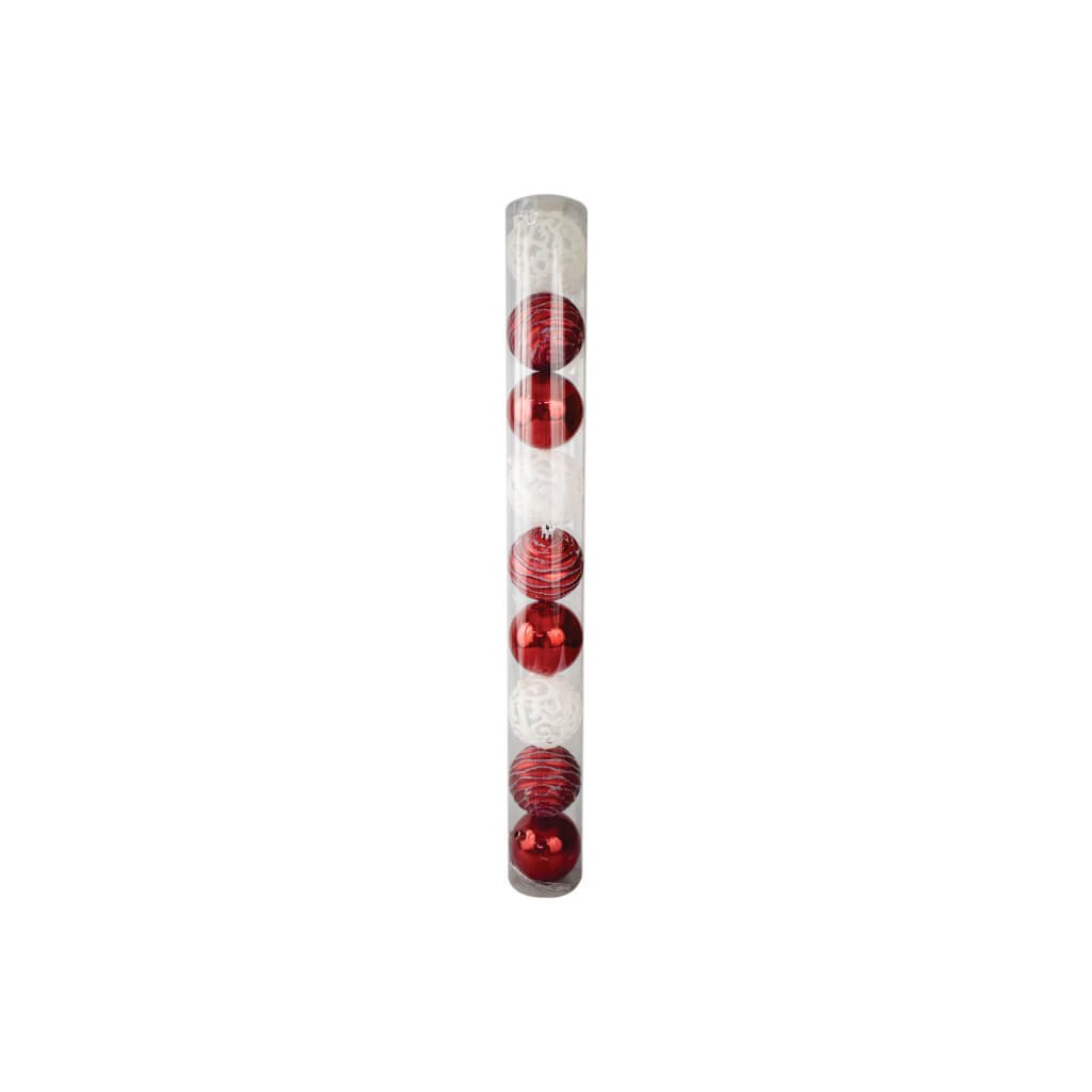 conjunto de bolas de natal mista vermelha e branca 6 cm master christmas2825