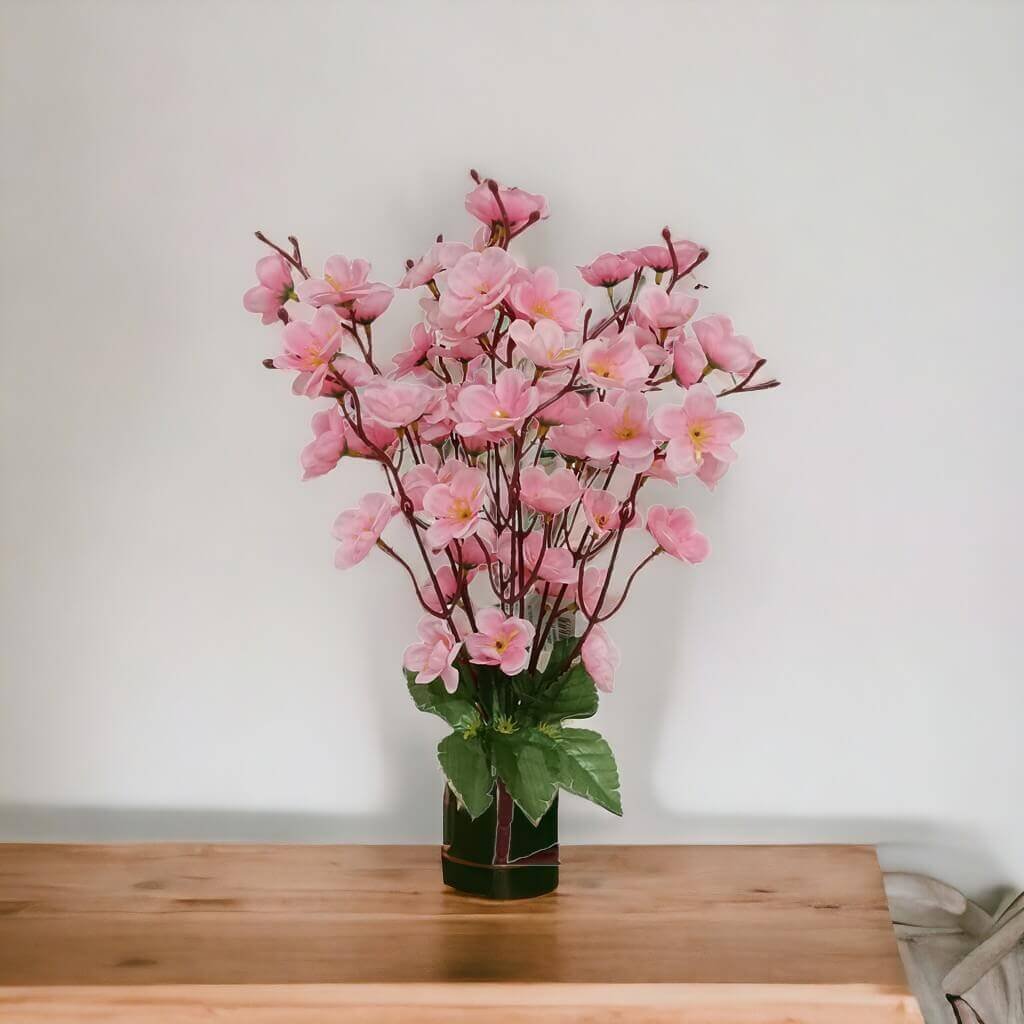 ramo de flor de pessegueiro artificial com 9 hastes 40cm smo 1