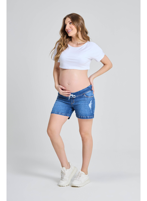 Short jeans com sales elastico para gestante