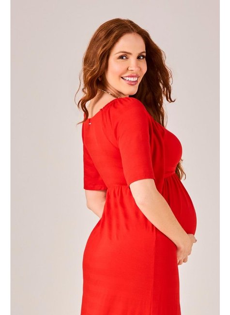 Vestido de gestante e amamentação vermelho Emma Fiorezi M - Vestido  Gestante - Magazine Luiza