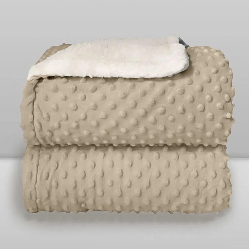 cobertor donna laco bebe plush com sherpa dots bolinhas 90x110cm bege 01