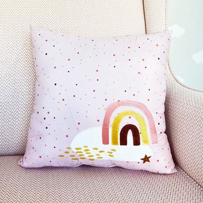 almofada decorativa coracao de mae para quarto infantil por do sol rosa 01