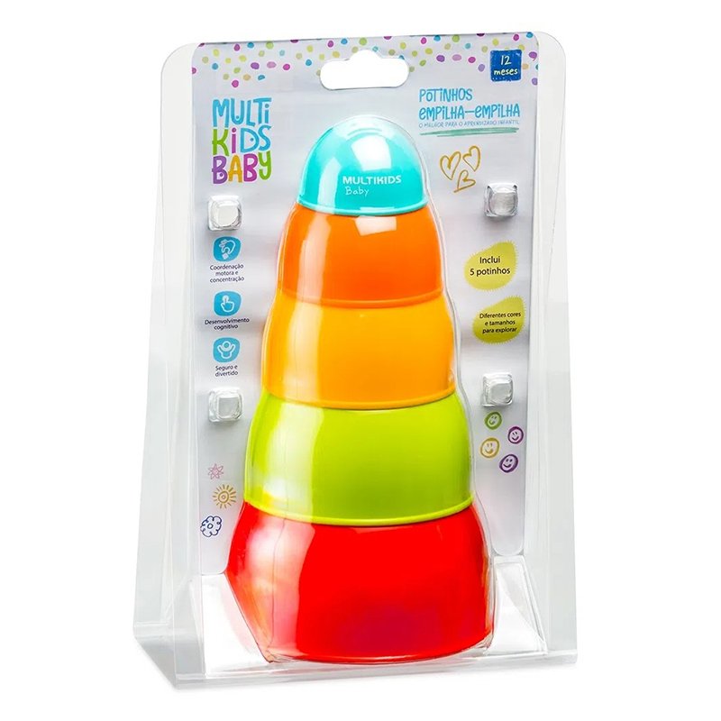 Brinquedo Conjunto de Potinhos Multikids Empilha-Empilha (12M+)