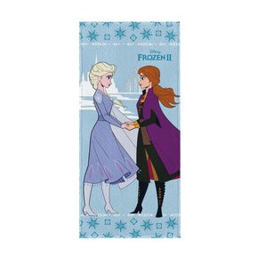 Toalha de Banho Infantil Felpuda Antialérgica Frozen Elsa e Anna Azul Claro