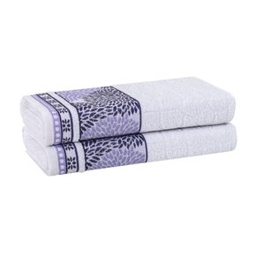 jogo de toalha de banho marselha 2 peças branco lavanda
