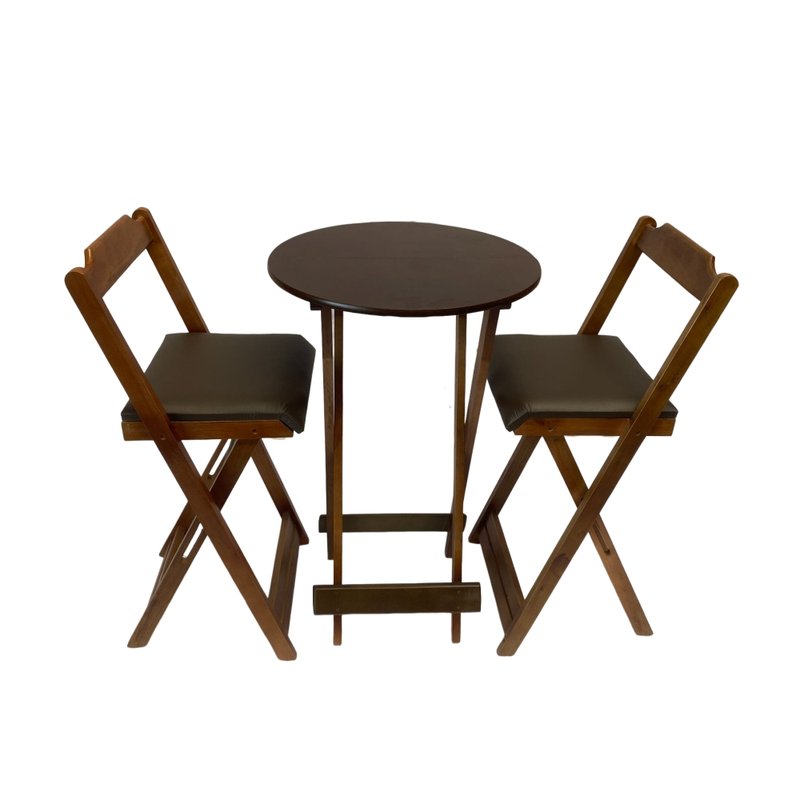 Conjunto De Mesa Bistrô De Madeira Com 4 Cadeiras Dobravel Ideal Para Bar E  Restaurante Imbuia