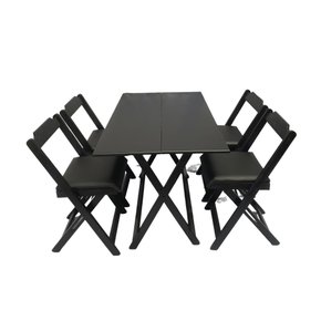 CONJUNTO DE MESA EM MADEIRA 4 CADEIRAS DOBRÁVEL IMBUIA 70X70-MADSIL - Loja  Santa Maria - A loja da sua Família