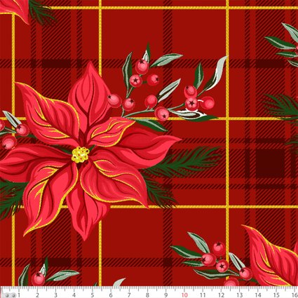 Tricoline Estampa digital - Coleção NATAL - FLORES DE NATAL