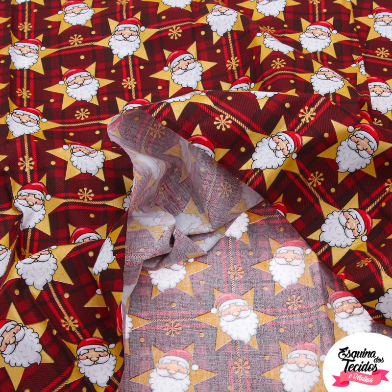 Tecido Tricoline Natal Desenho Papai Noel - 50cm x 1,50mt - Loja Lider  Tecidos