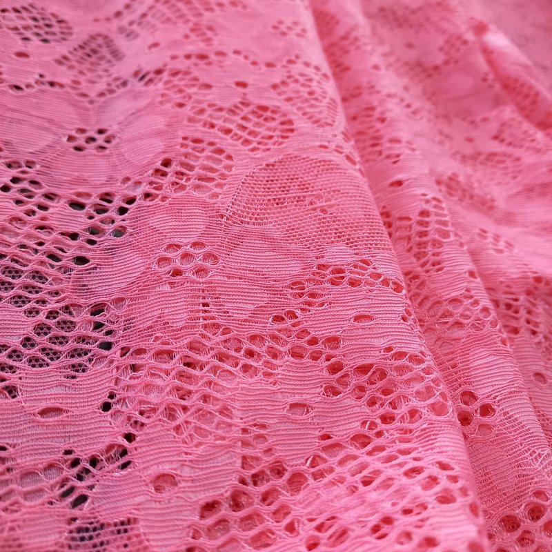 Tecido Importado Renda Rosa Salmão - Esquina Dos Tecidos