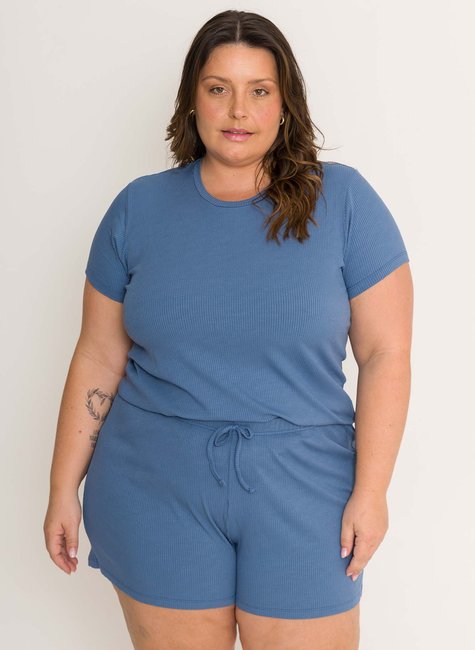 pijama ribana feminino adulto plus daisydays basics azul 1