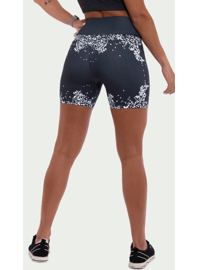 Short Legging Extreme Pixel Branco e Preto