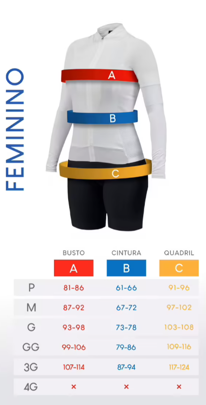 tabela tamanho camisas femininas free force sport