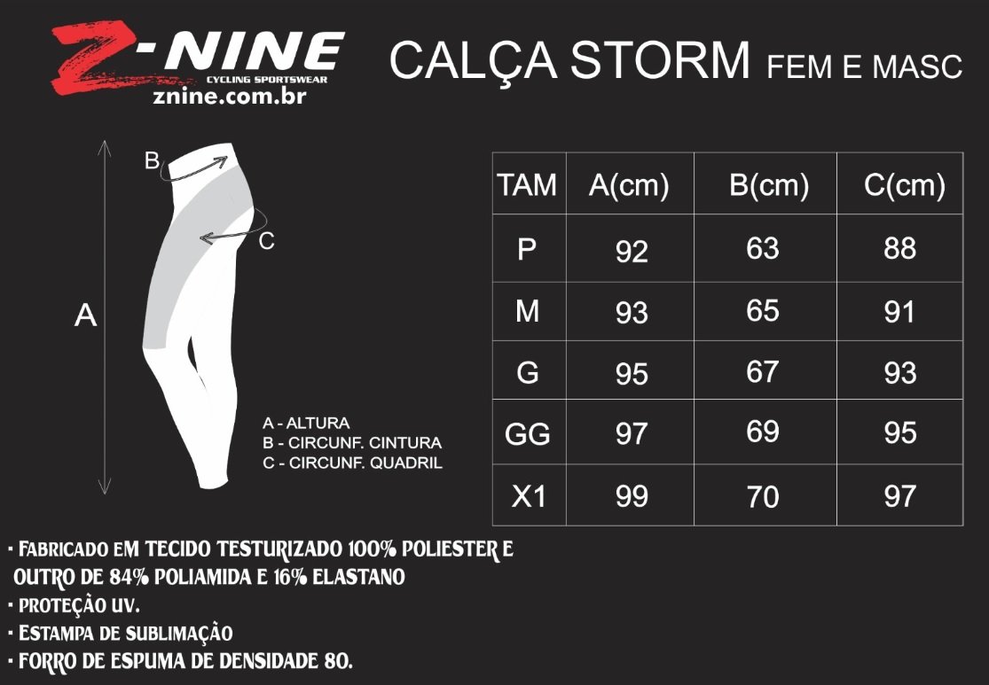tabela menidas z nine cala storm masc fem