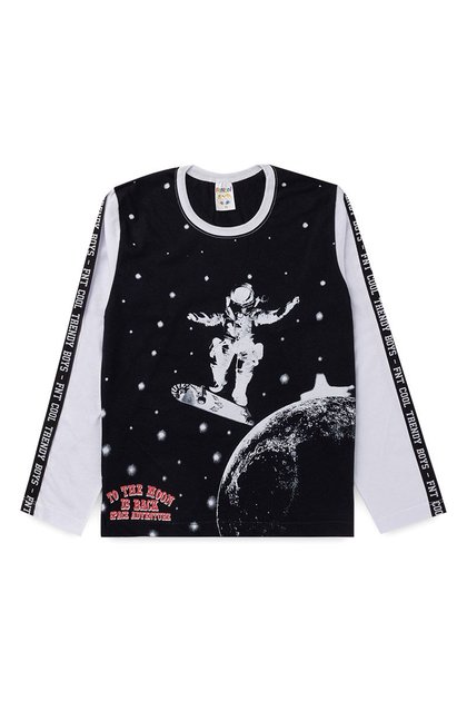 Camiseta Juvenil Menino Astronauta Preto