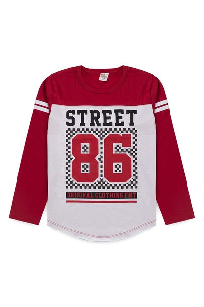 Camiseta Infantil Menino Street 86 Bordô/Branca
