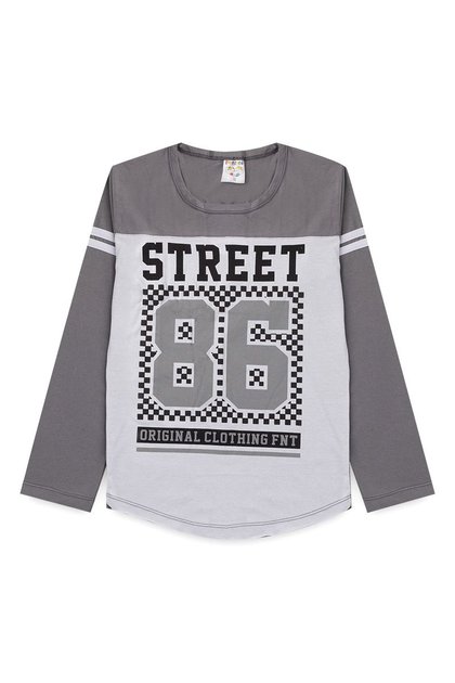 Camiseta Juvenil Menino Street 86 Chumbo/Branco