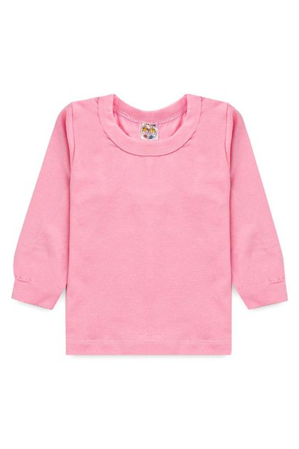 Camiseta Infantil Básica Manga Longa Rosa