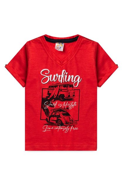 Camiseta Infantil Menino Surfing Vermelho