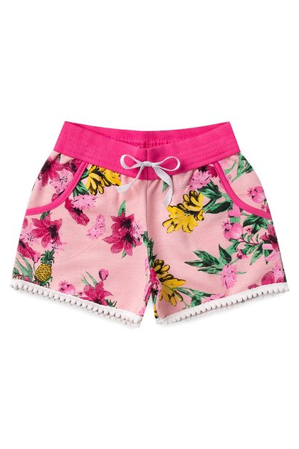 Shorts Infantil Menina Estampado Rosa