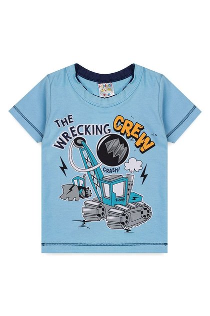 Camiseta Infantil Menino Azul Claro Máquina
