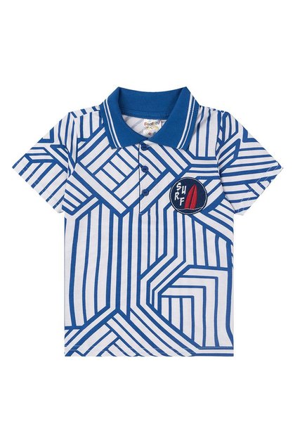 Camiseta Infantil Menino Polo Estampada Azul