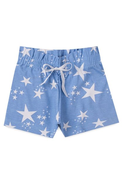Shorts Bebê Menina Estrelas Azul/Branco