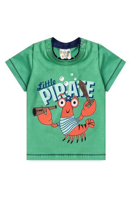 Camiseta Bebê Menino Verde Escorpião Pirate