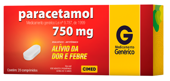 PARACETAMOL 750 MG COM 20 COMPRIMIDOS