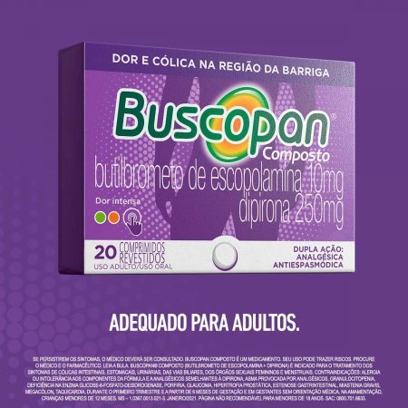 Buscopan Composto Brometo de N Butil Escopolamina 10mg + Dipirona ...