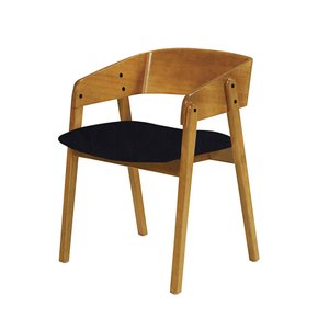 cadeira contemporanea encosto madeira mel preto 1