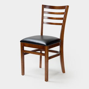 01 cadeira madeira macica luanda castanho assento estofado preto
