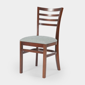 01 cadeira madeira macica luanda castanho assento estofado cinza