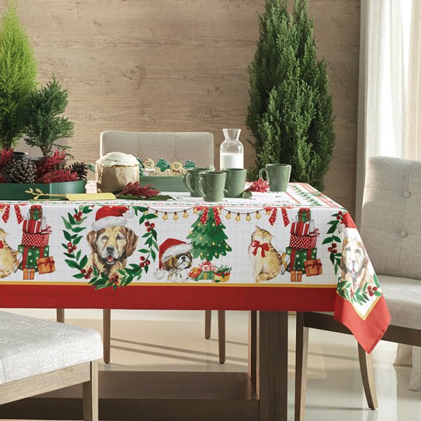 Toalha de Mesa Quadrada Natal Karsten 4 lugares - Pet Natalino Toalha de Mesa Quadrada Natal Karsten 4 lugares - Pet Natalino