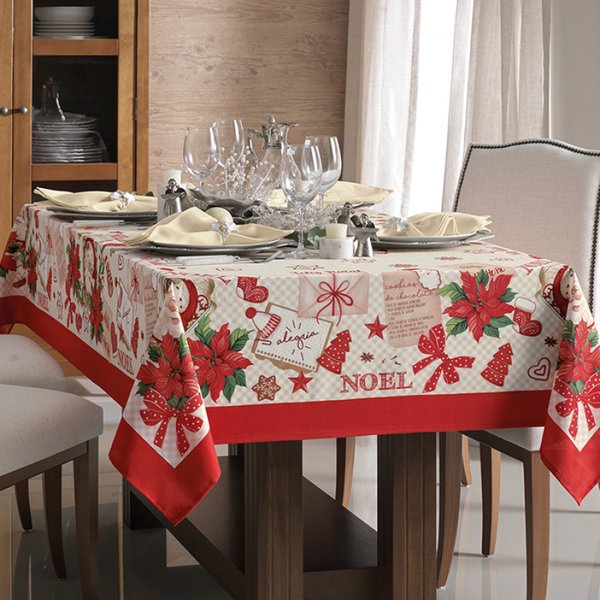 Toalha de Mesa Retangular Natal Karsten 8 lugares - Receita Noel Toalha de Mesa Retangular Natal Karsten 8 lugares - Receita Noel