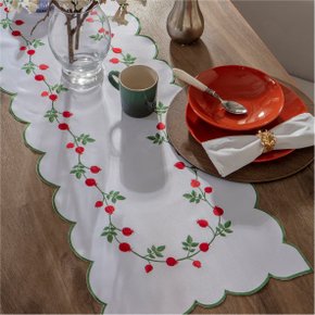 trilho de mesa bordado jolitex flora vermelho