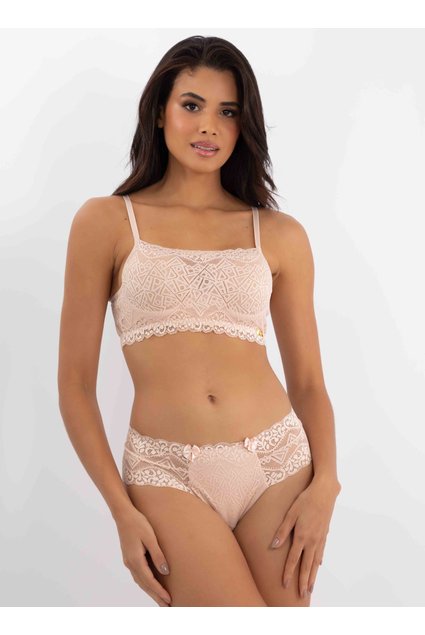 Conjunto de Lingerie Rendado c/ Bojo Sem Bolha Azul Marinho