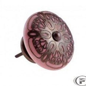 Puxador de Gaveta-Cerâmica-Sobrepor-Rosa-Vênus-3066