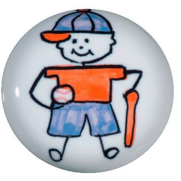 Puxador Gaveta-Cerâmica-Sobrepor-ItalyLine-Menino Baseball-IL 7055 Puxador Gaveta-Cerâmica-Sobrepor-ItalyLine-Menino Baseball-IL 7055
