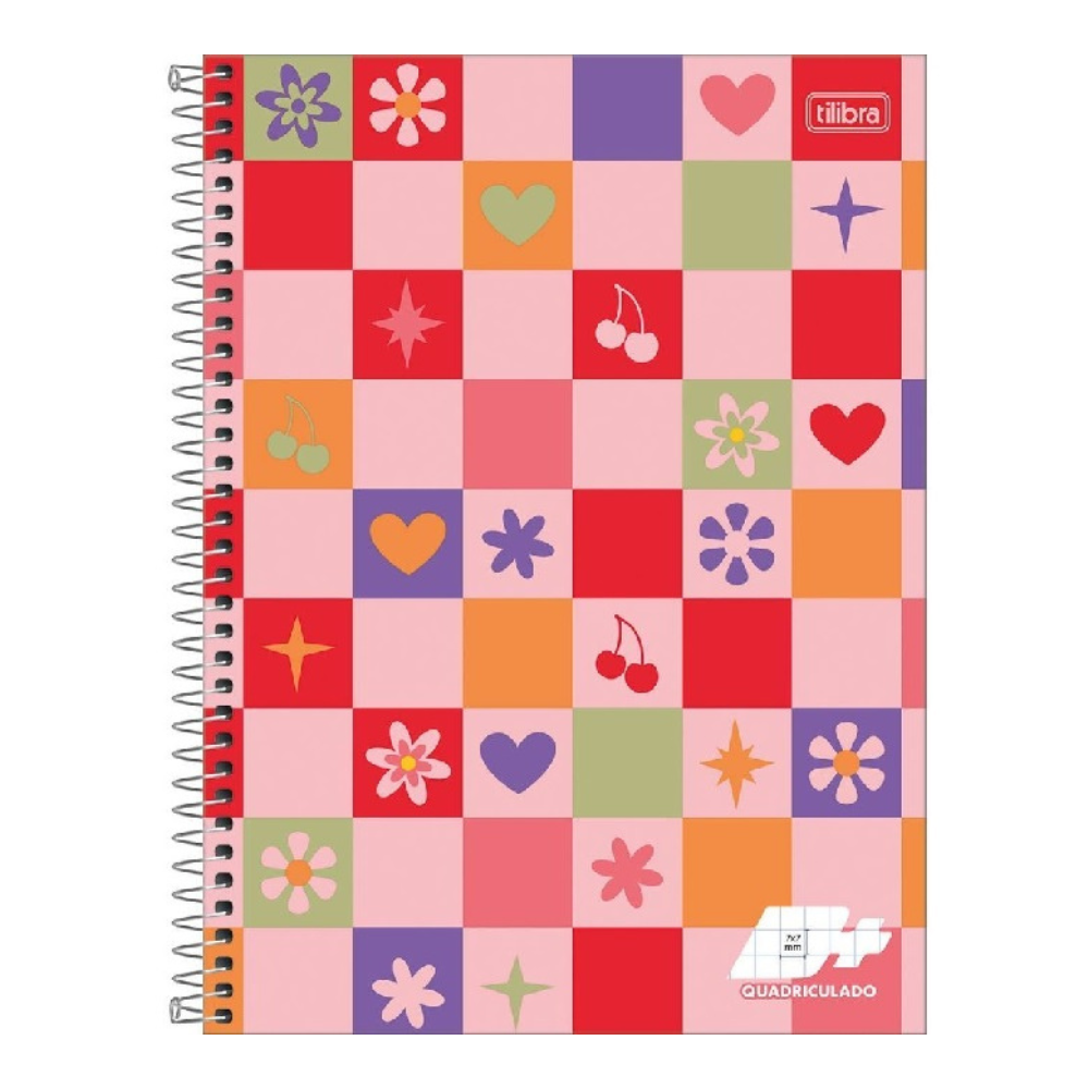 Caderno Quadriculado 7x7mm Espiral Capa Dura Universitário D 96 Folhas Estampa 6 Frame 4167