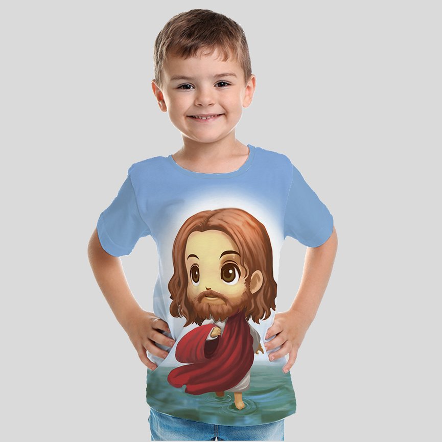 Camiseta Infantil Jesus Sobre a Água Camiseta Infantil Jesus Sobre a Água