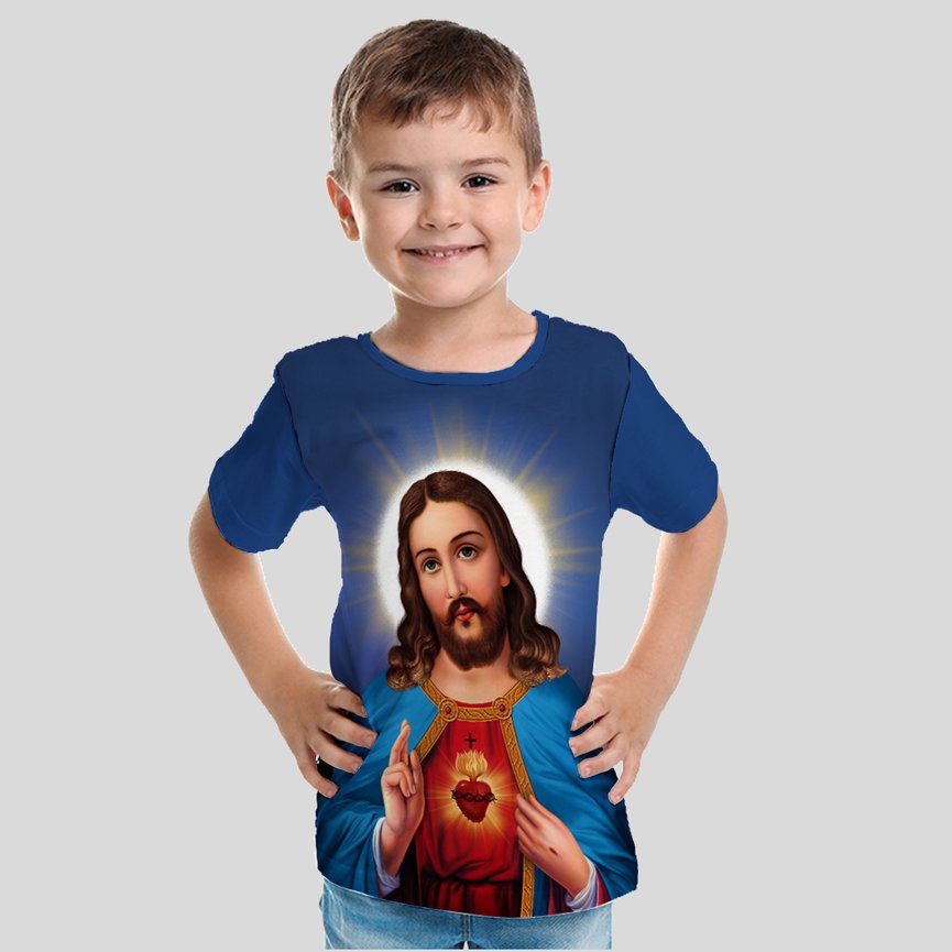 Camiseta Infantil Sagrado Coração De Jesus Camiseta Infantil Sagrado Coração De Jesus