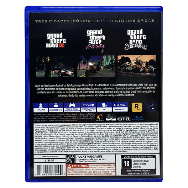Jogo GTA Trilogy PS4 - Definitive Edtion - PS5 Retrocompatível
